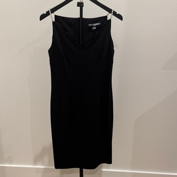 Karl Lagerfeld Dresses & Skirts - Karl Lagerfeld Black Pearl-Accent Midi Sheath Dress